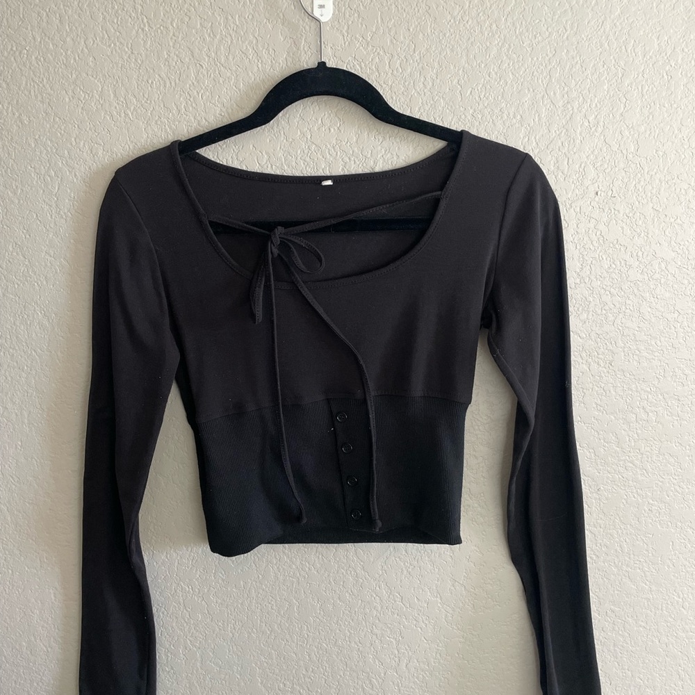 Chic Black Long Sleeve Women's Blouse